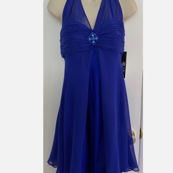 NWT Donna Ricco *Spectacular* Silk Cocktail Prom Party Halter Dress - Picture 3 of 10